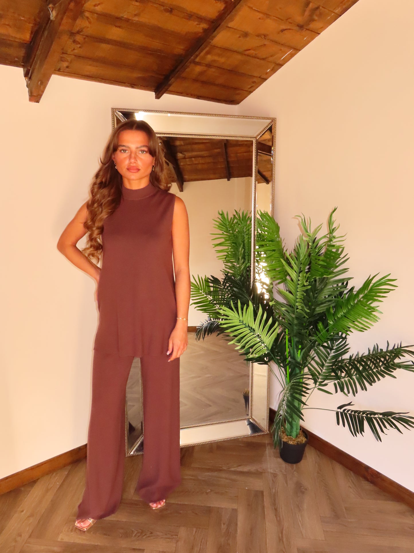 ELODIE Sleeveless High Neck Two Piece Set